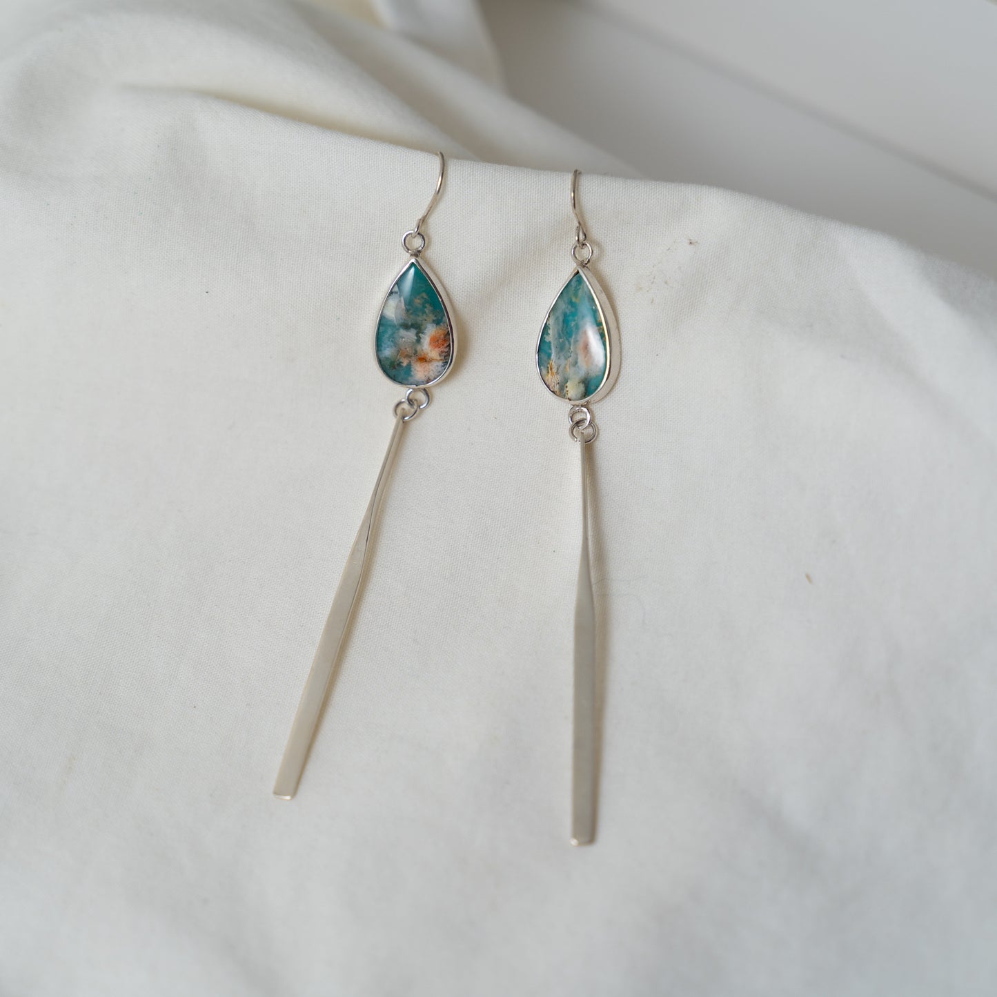 Elegant coral sea silver dangle earrings