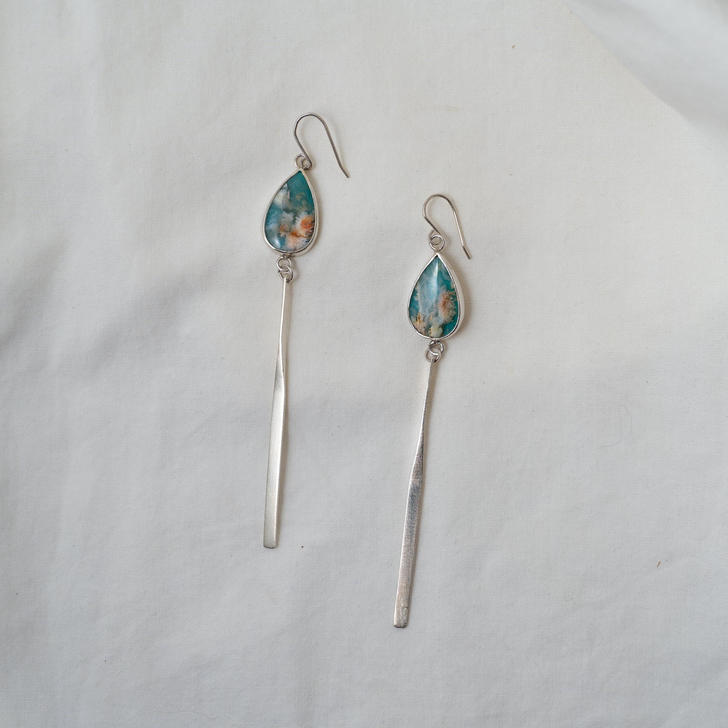 Elegant coral sea silver dangle earrings