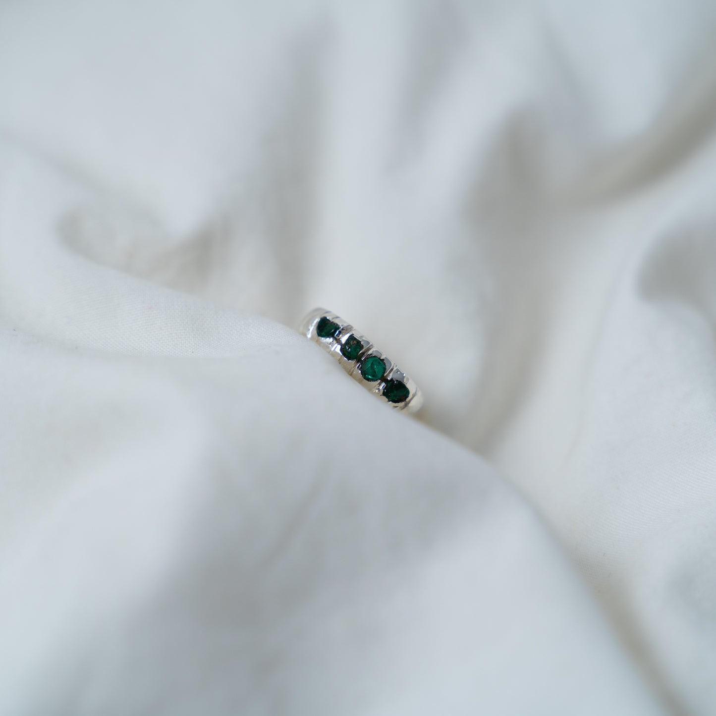 Modern, rugged, raw emerald, Silver Ring