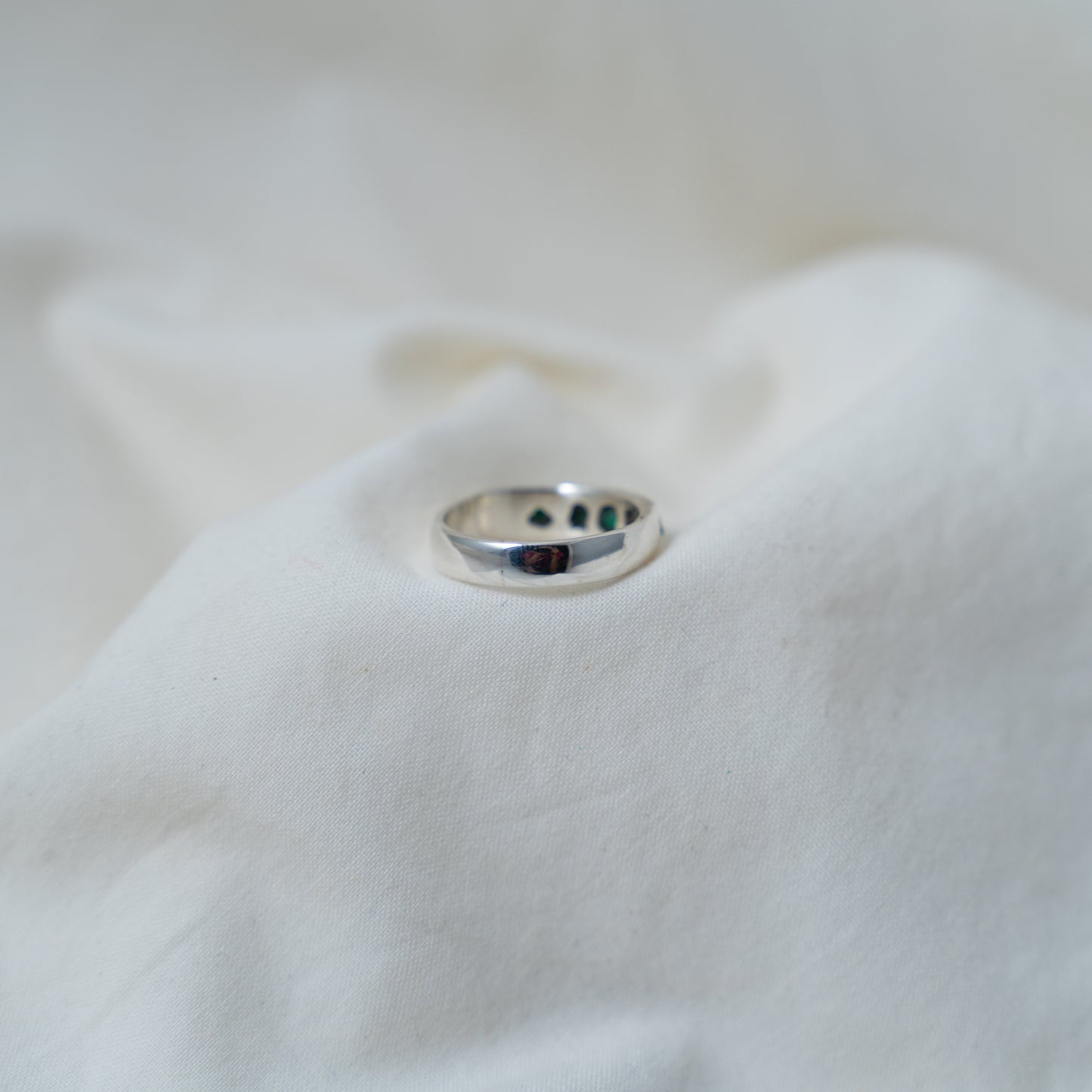 Modern, rugged, raw emerald, Silver Ring