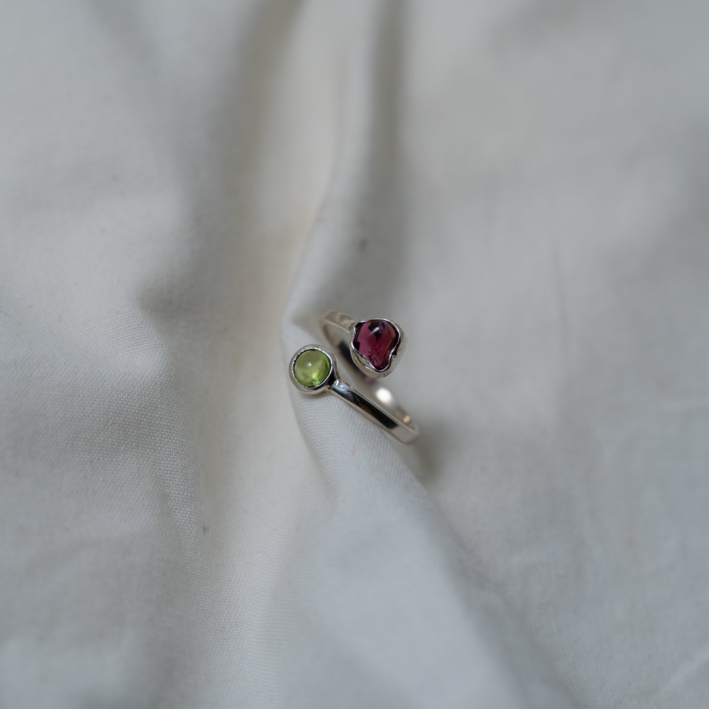 Double gemstone silver ring