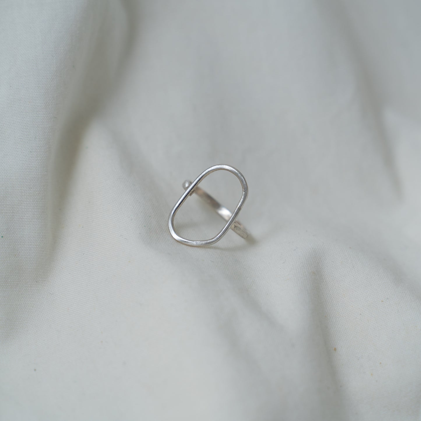 large modern oval silver ring
