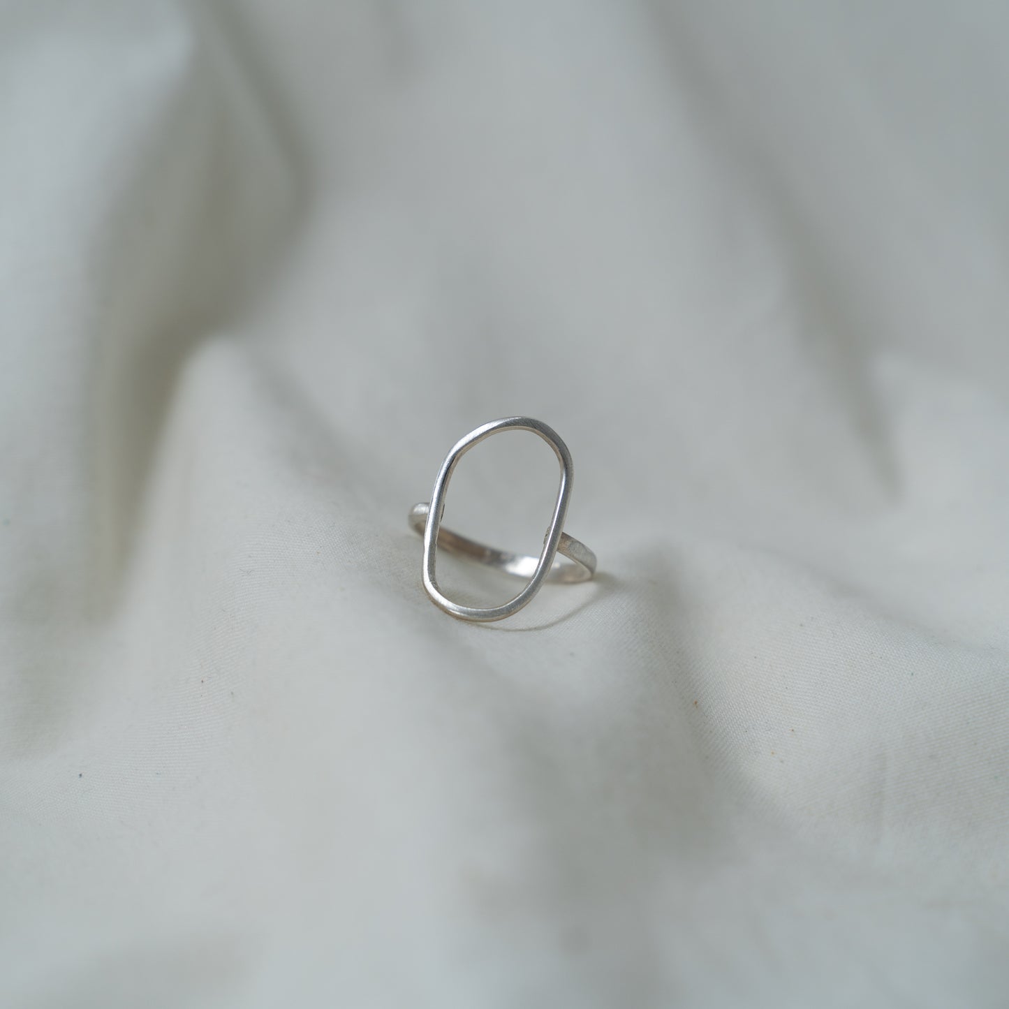 large modern oval silver ring