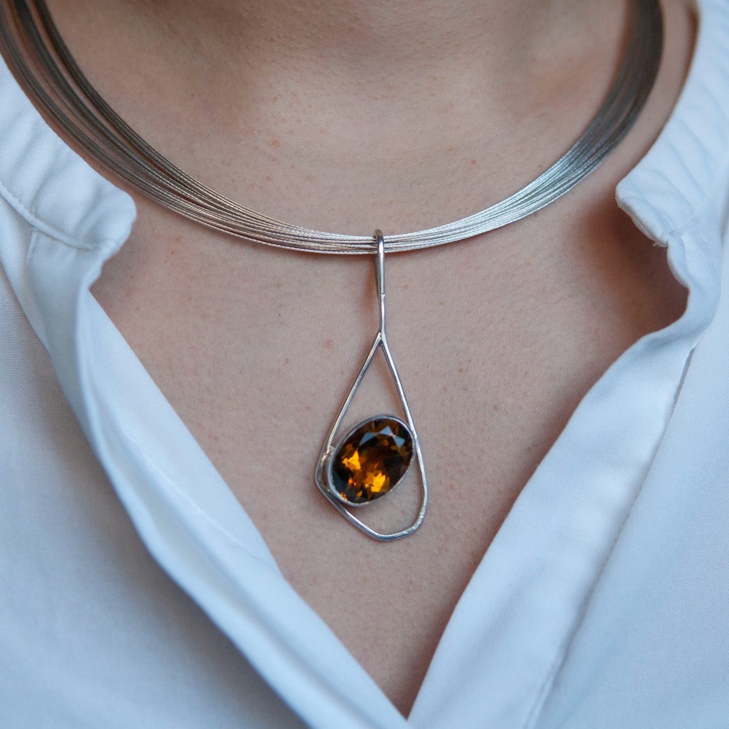Malia | Citrine Silver Pendant