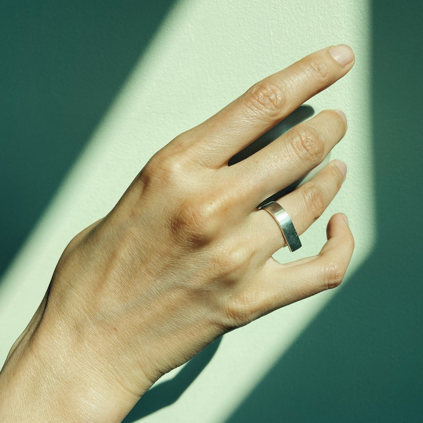 Open bar handcrafted silver ring