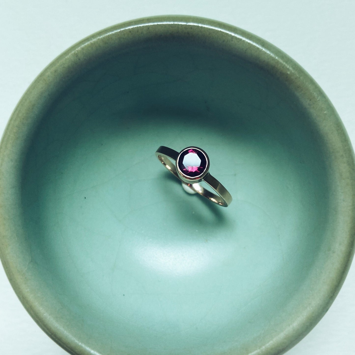 Rhodalite garnet gold ring