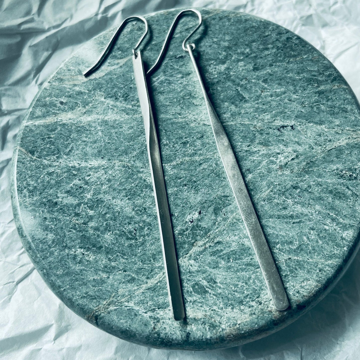 Long dangle silver earrings