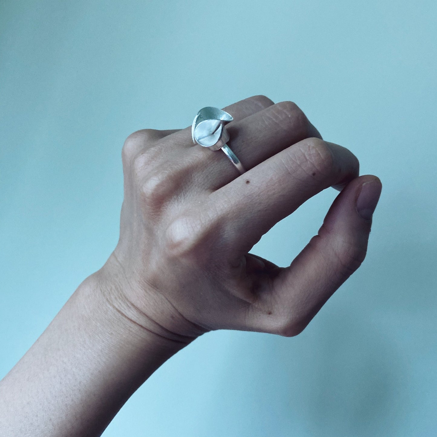 Floral Bohemian inspired silver ring