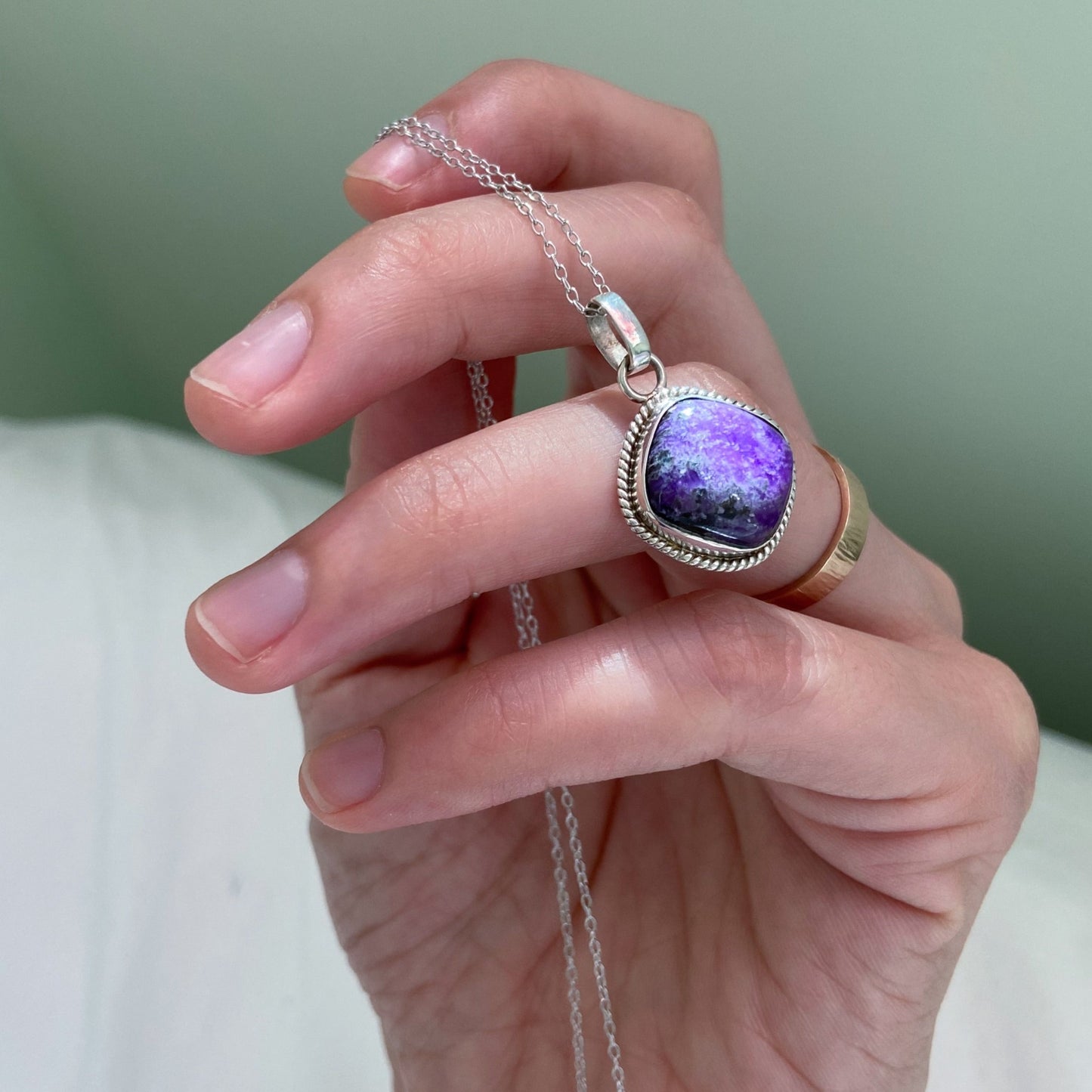 Sugilite silver necklace