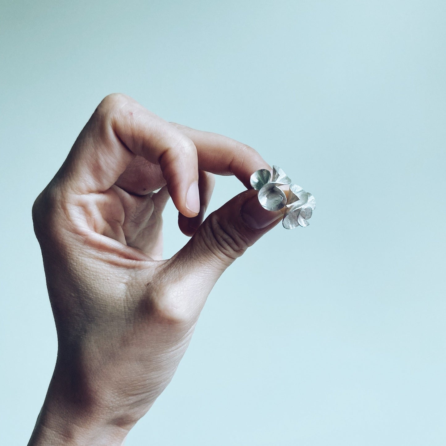 Indigo | Floral silver stud earrings