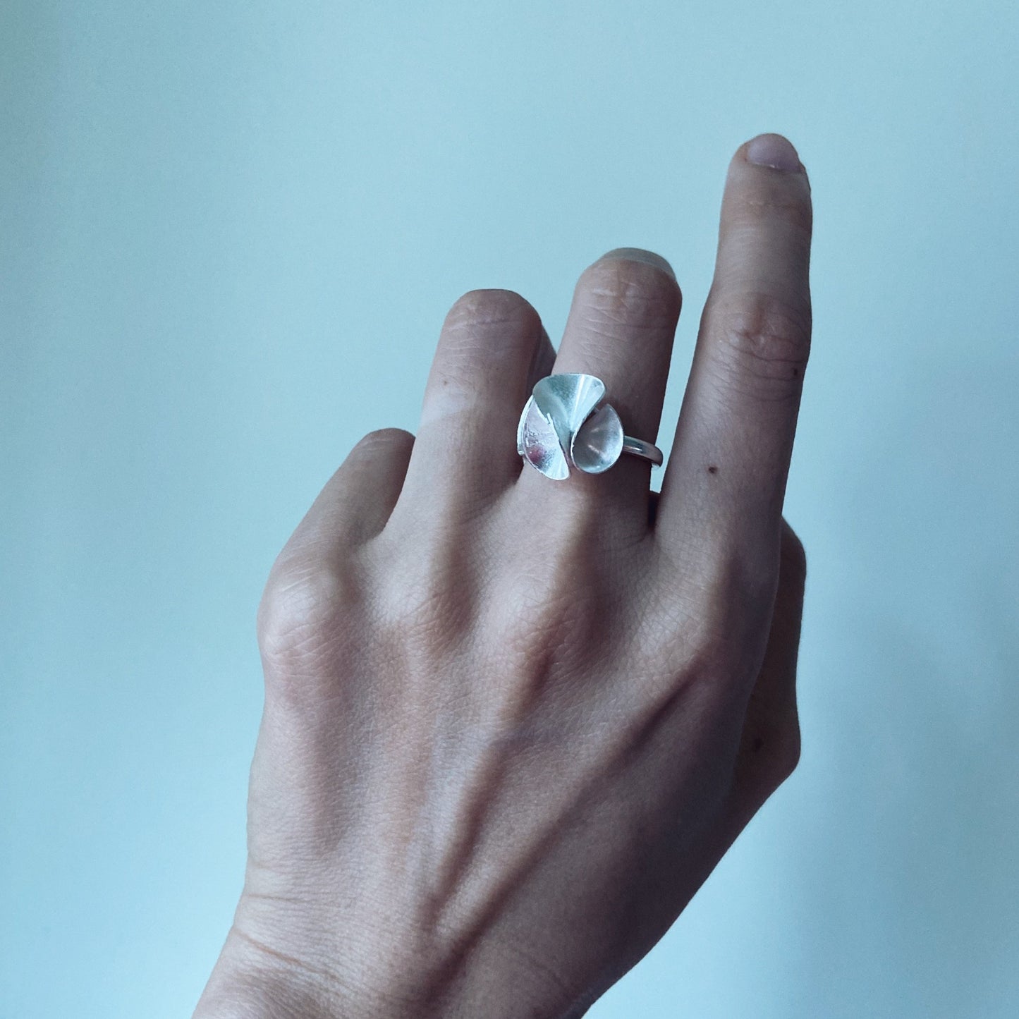 Floral Bohemian inspired silver ring