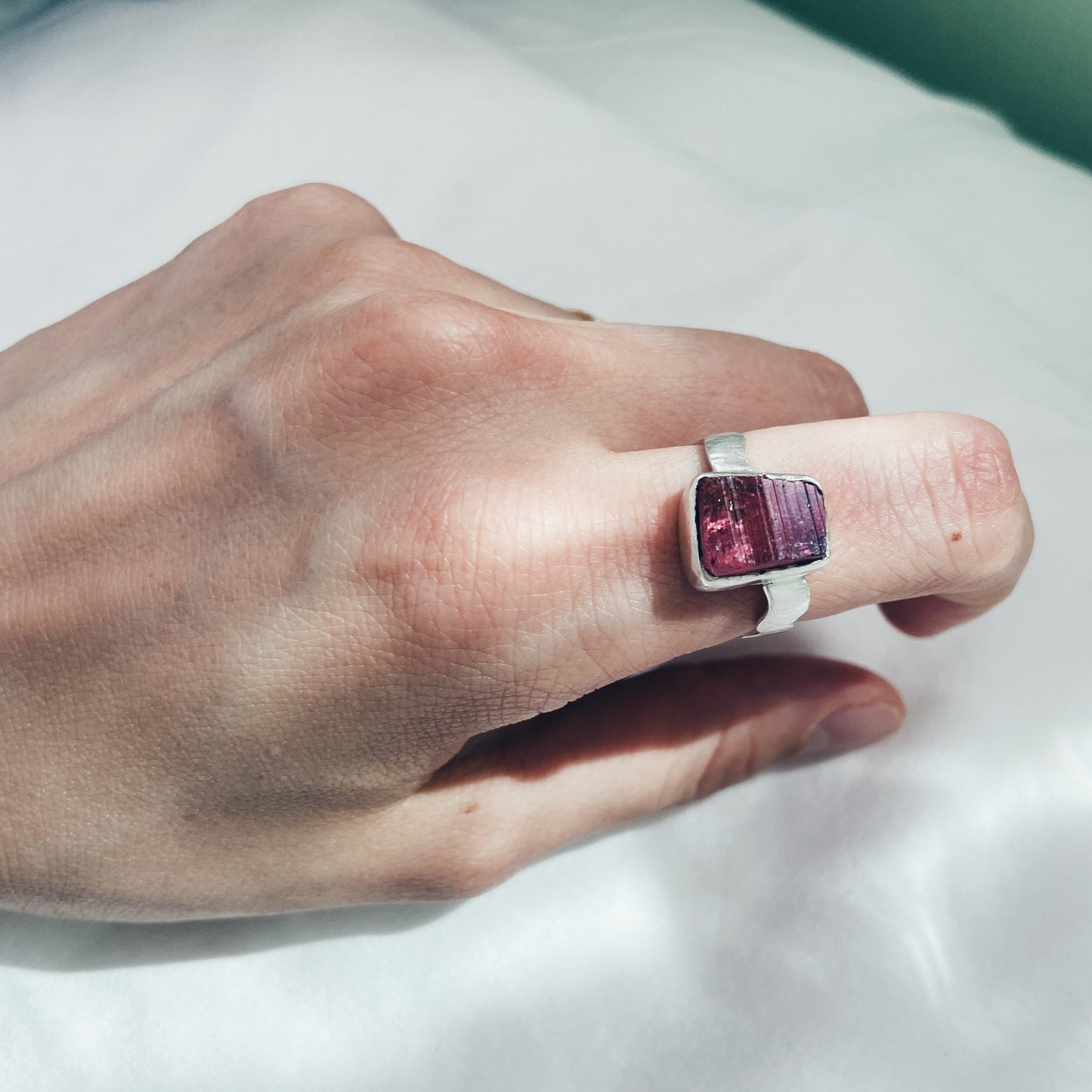 Juno | Raw pink tourmaline ring