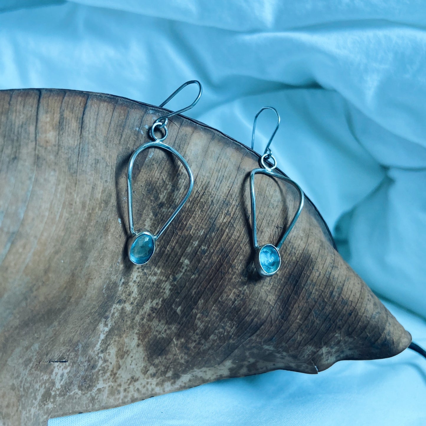 Aquamarine silver dangle earrings