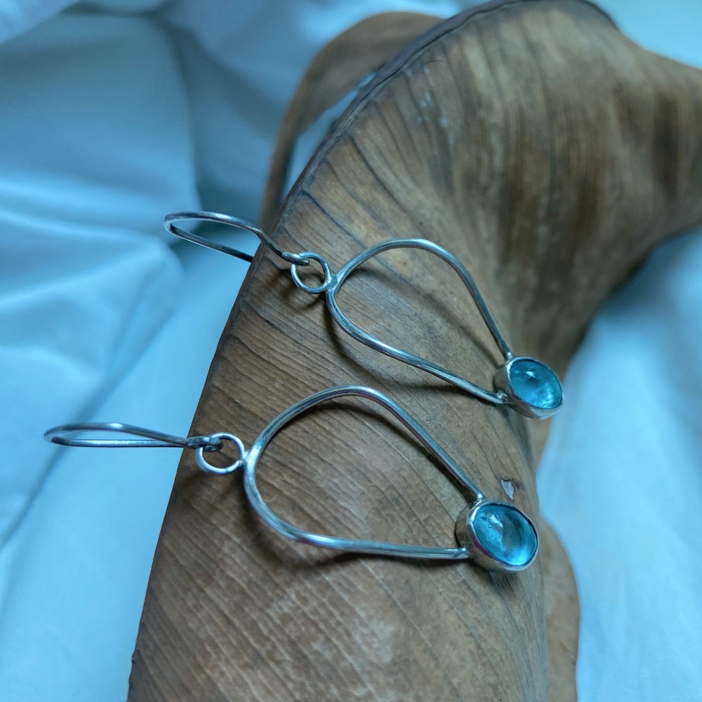 Aquamarine silver dangle earrings