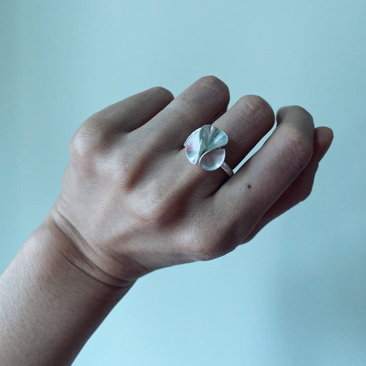 Floral Bohemian inspired silver ring
