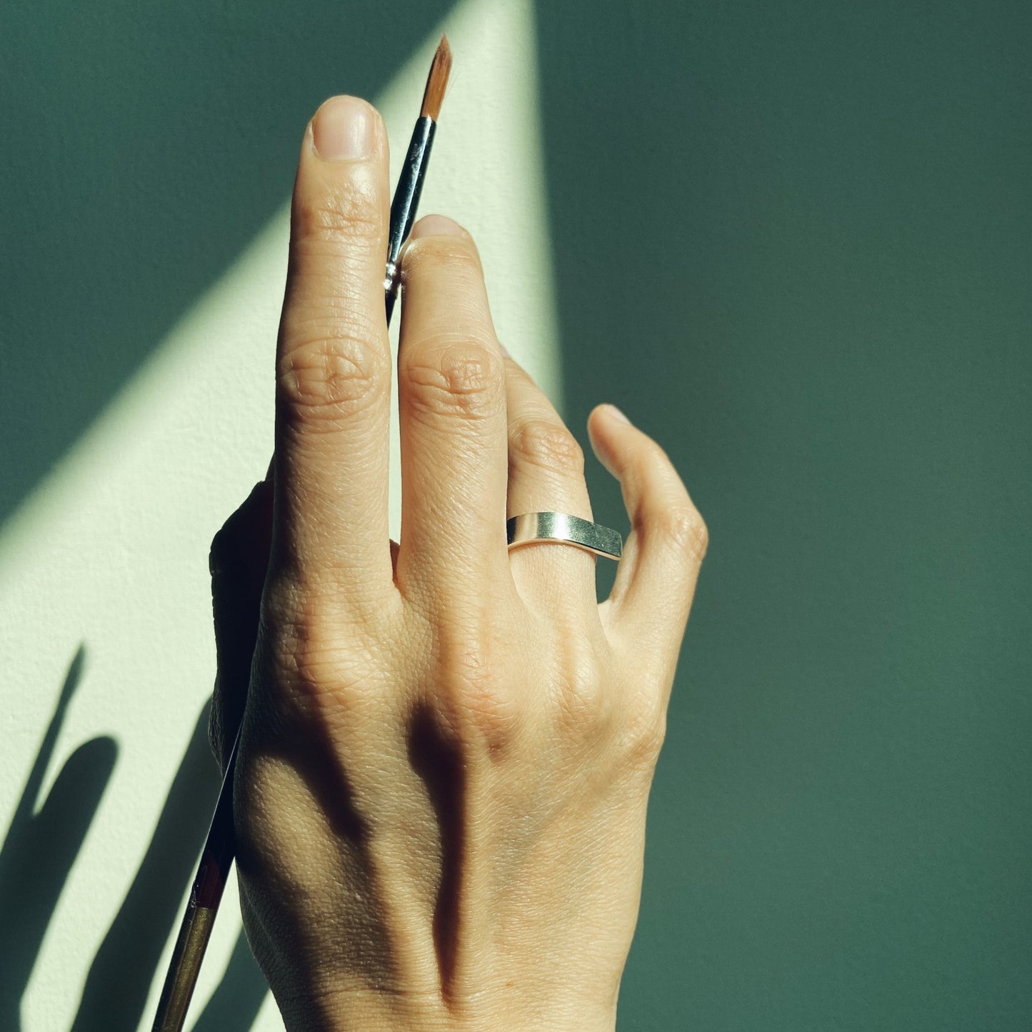 Open bar handcrafted silver ring