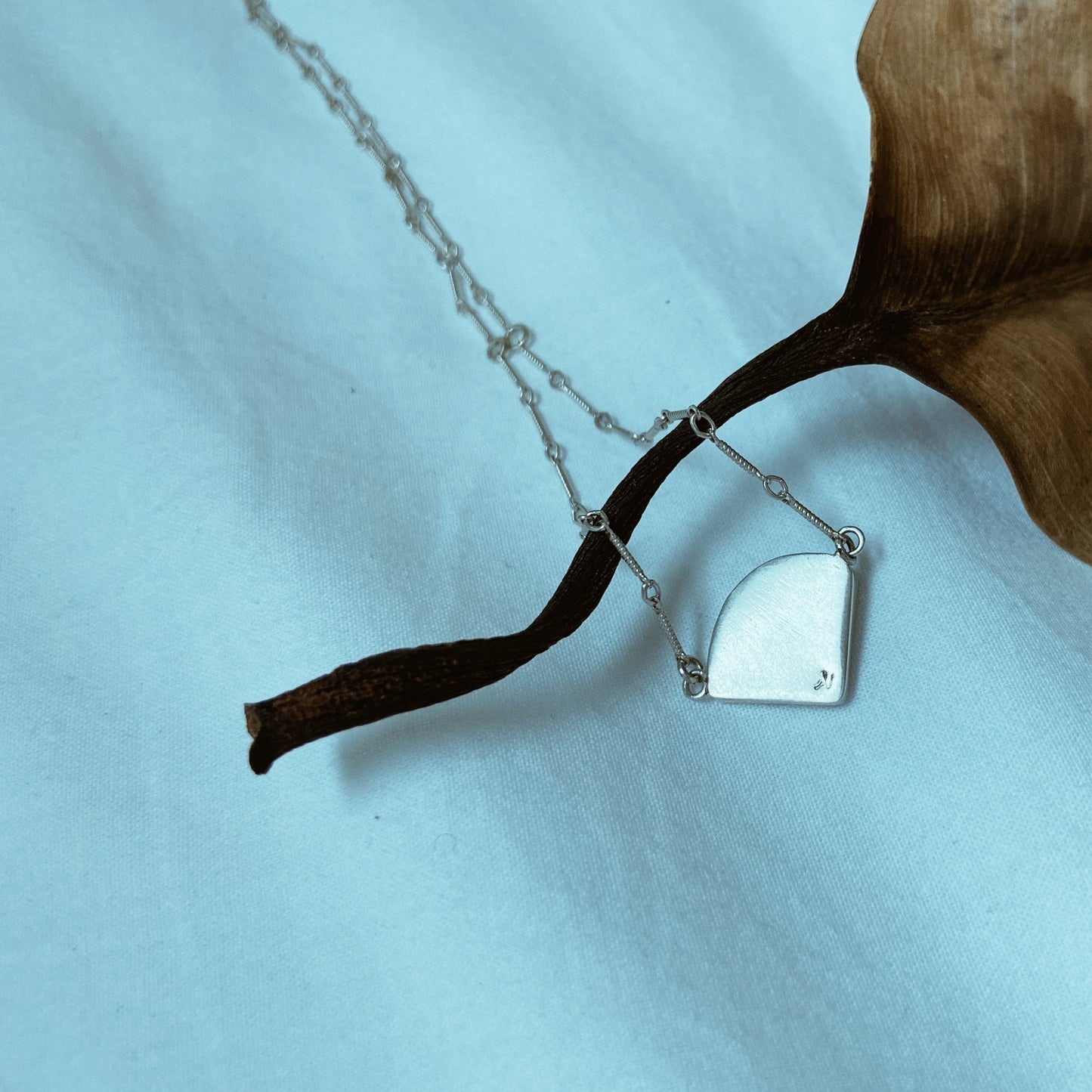 Triangular Watermelon tourmaline silver necklace