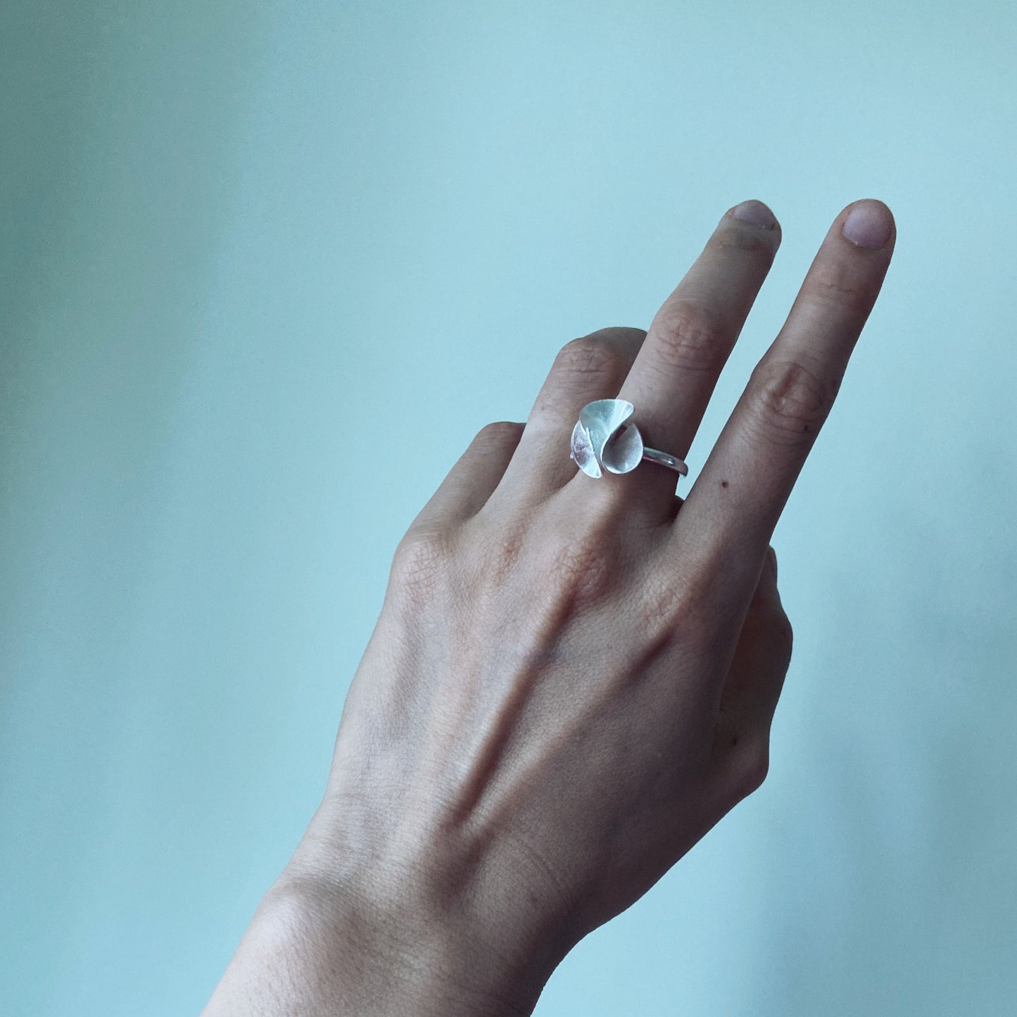 Floral Bohemian inspired silver ring