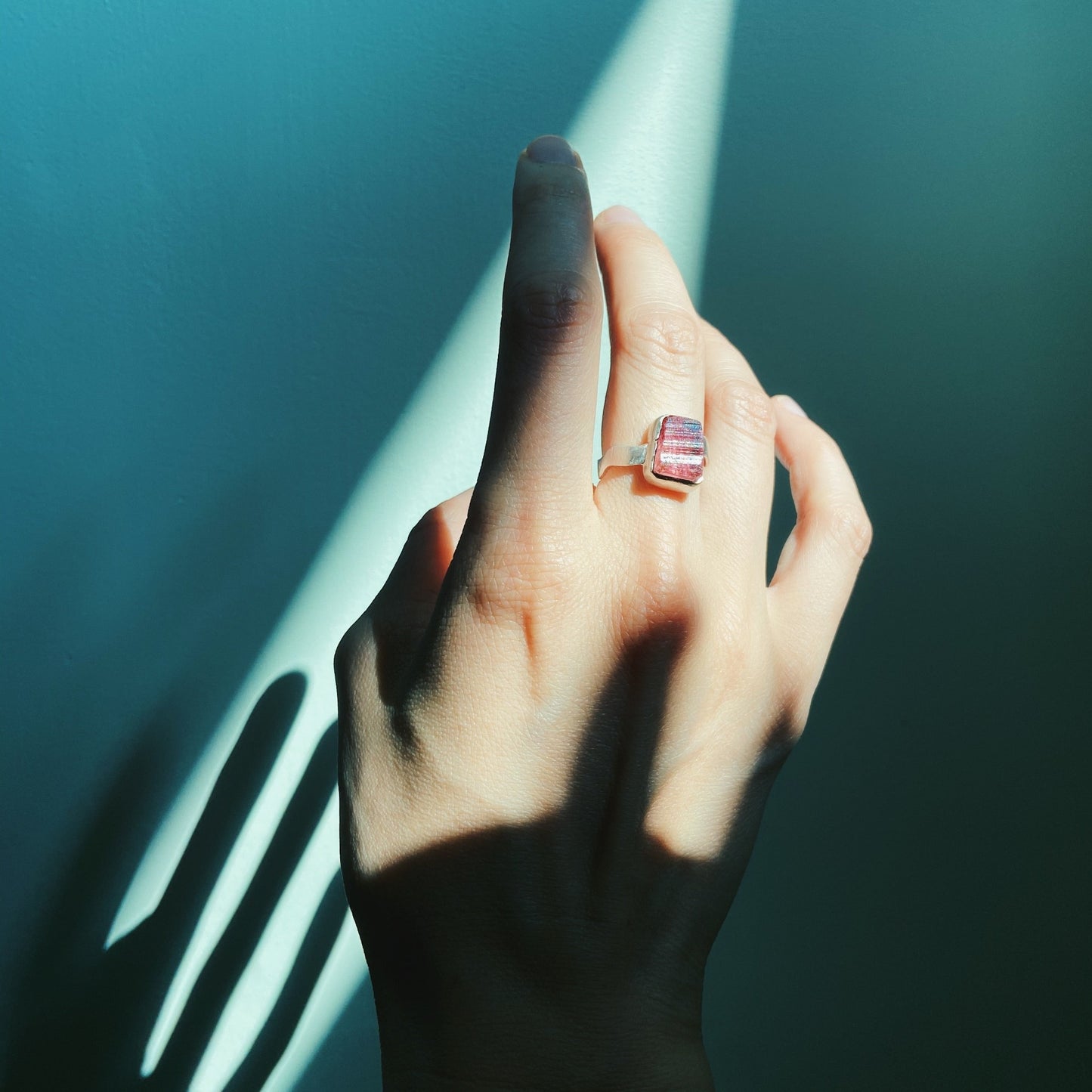 Juno | Raw pink tourmaline ring