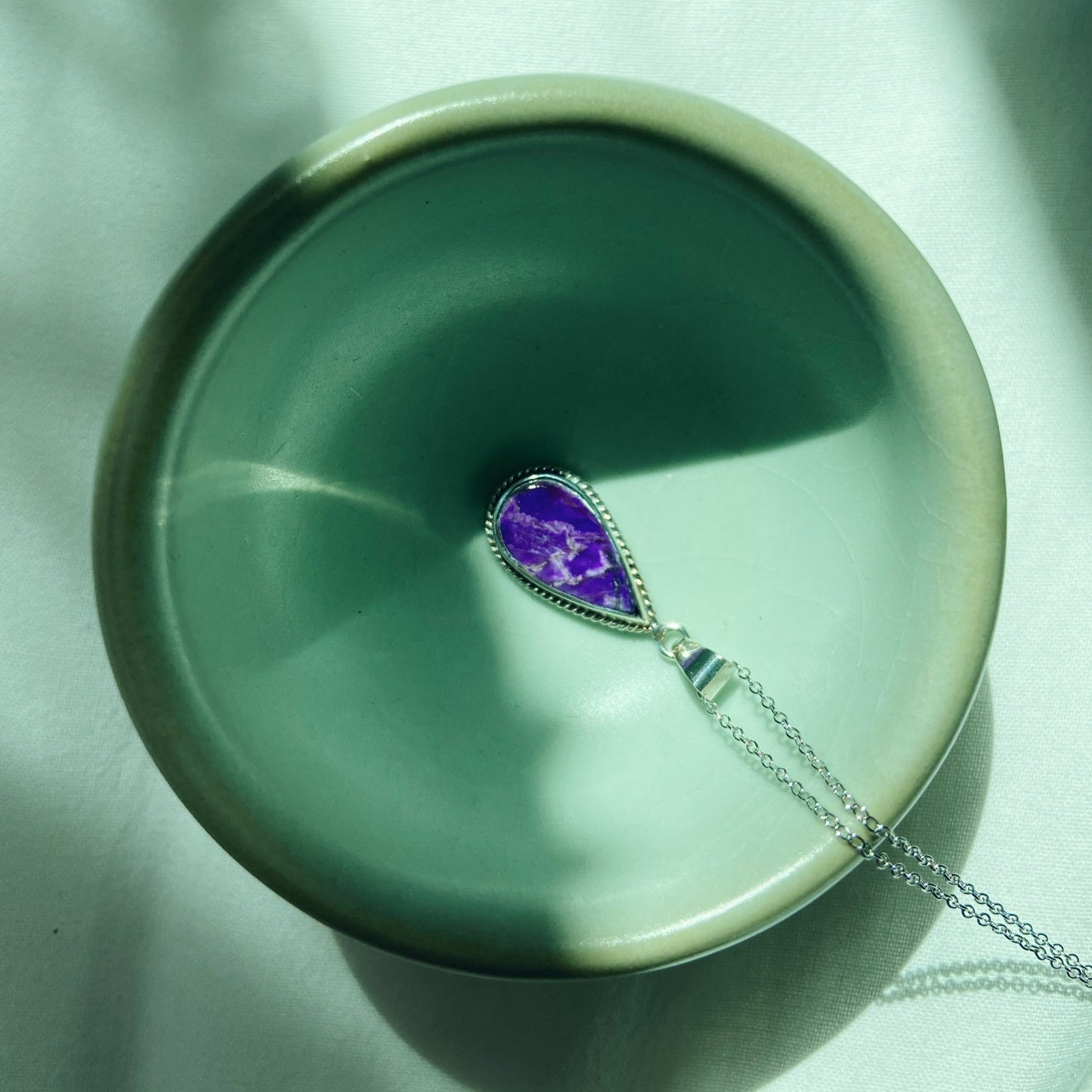 Sugilite silver teardrop pendant