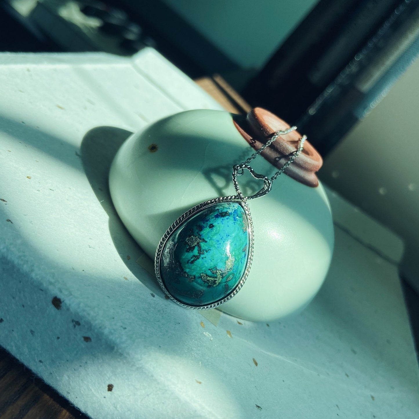 Rhea | Amazonite handcrafted silver necklace