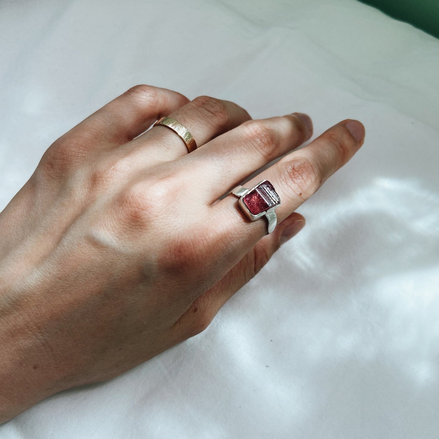 Juno | Raw pink tourmaline ring