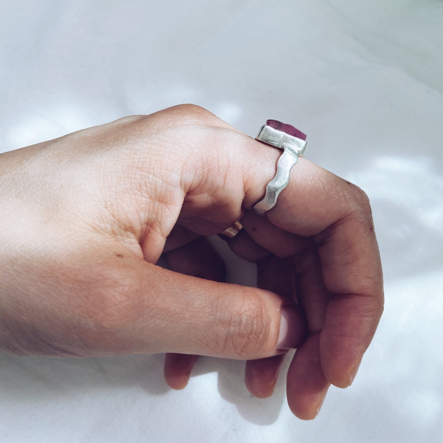 Juno | Raw pink tourmaline ring