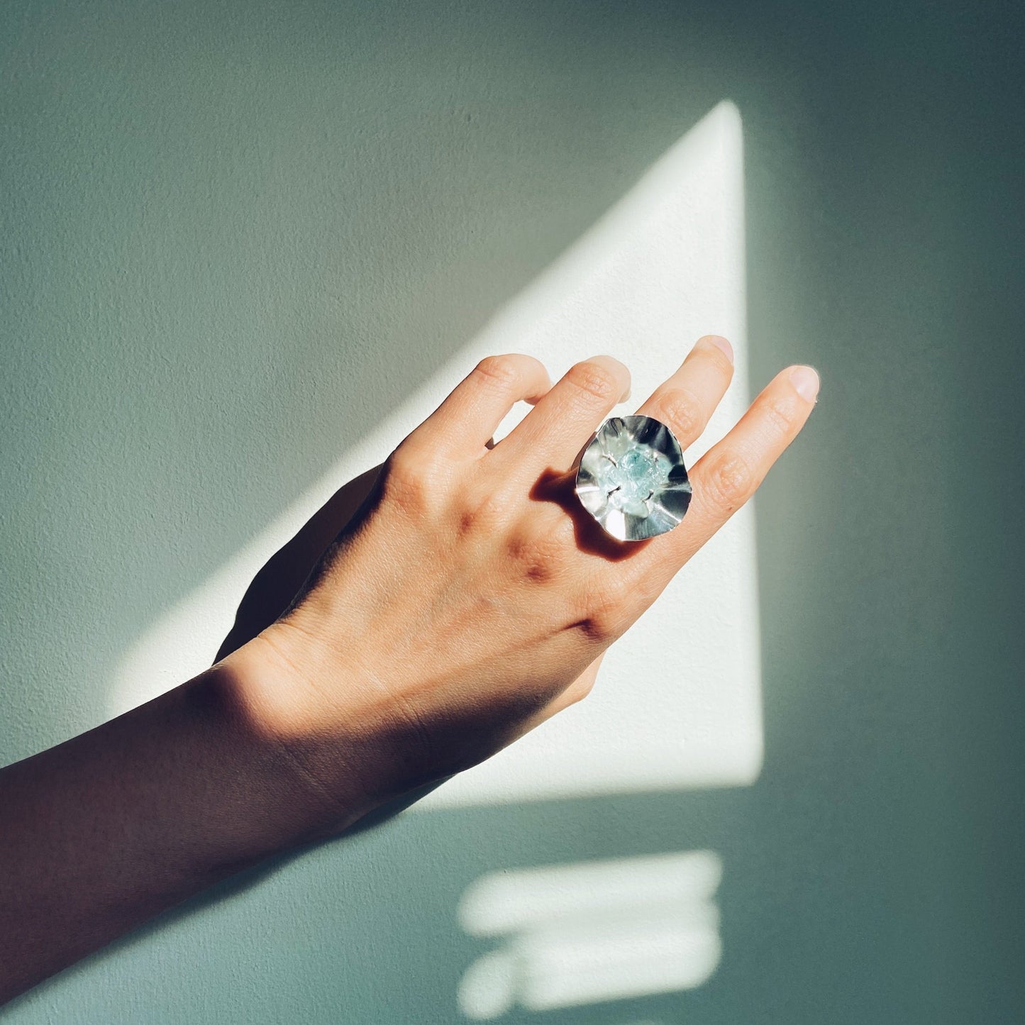 Handmade Raw Aquamarine Ring – Sterling Silver Statement Gemstone Jewelry