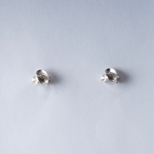 Handmade Sterling Silver Floral Stud Earrings - Minimalist Botanical Jewelry