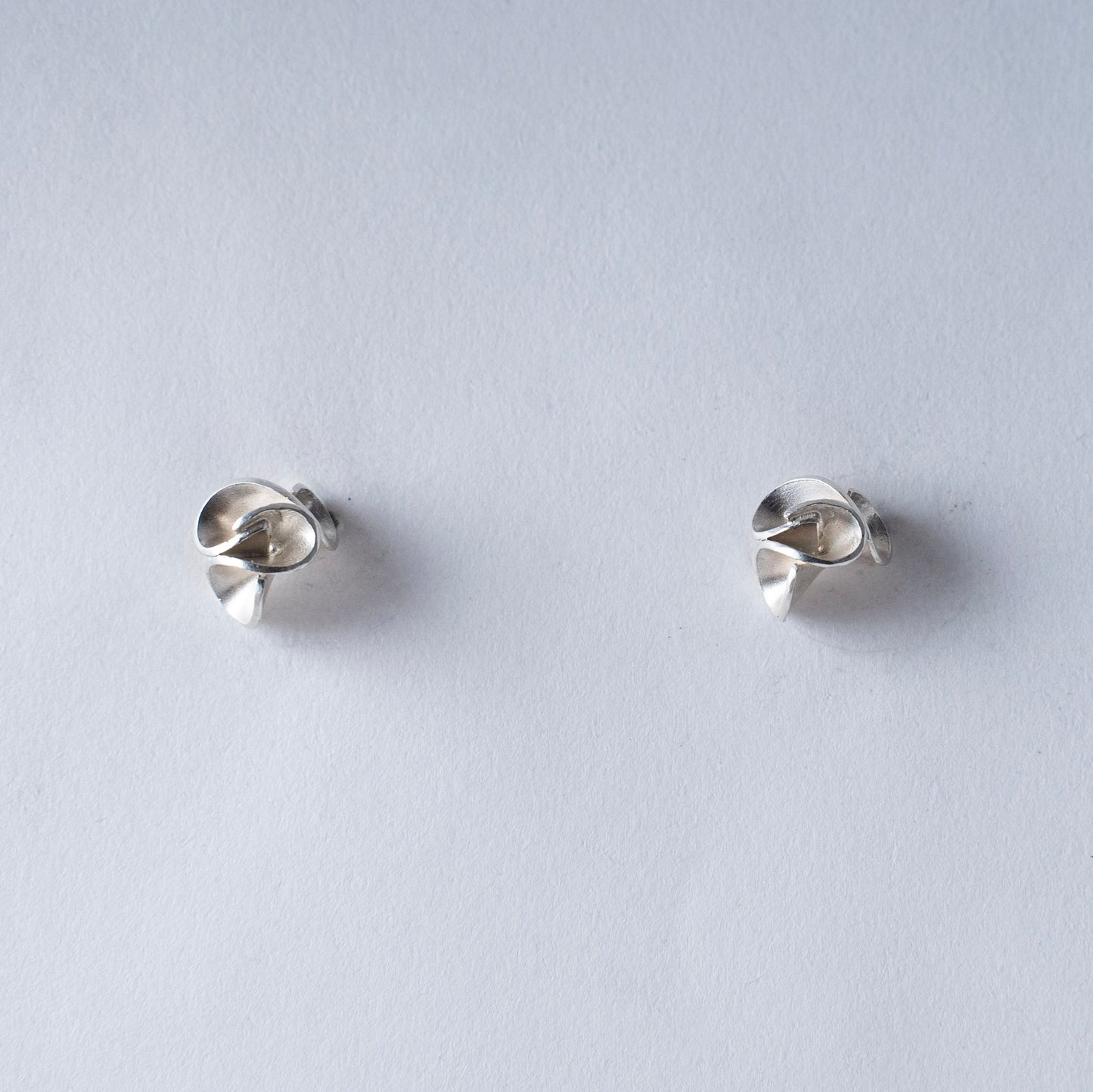 Handmade Sterling Silver Floral Stud Earrings - Minimalist Botanical Jewelry