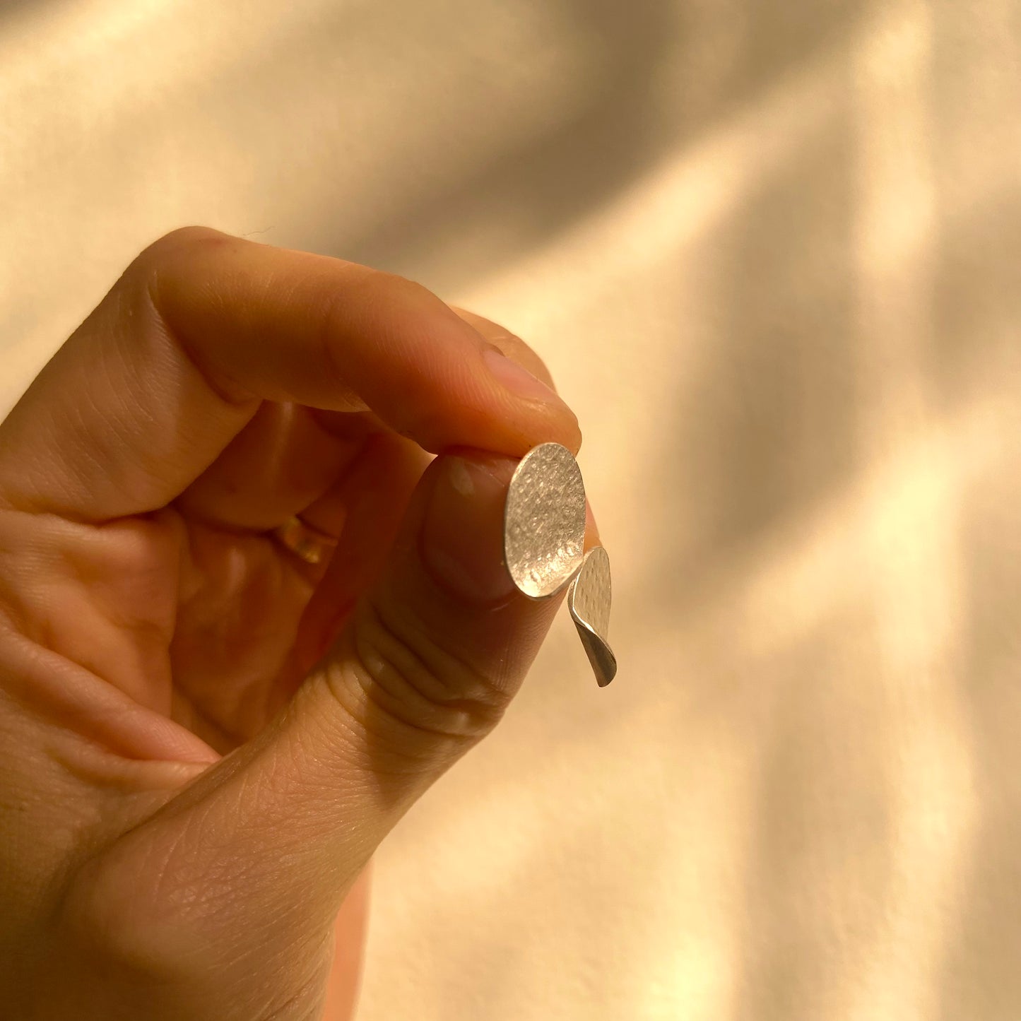 Repurposed, textured leaf, silver stud earrings