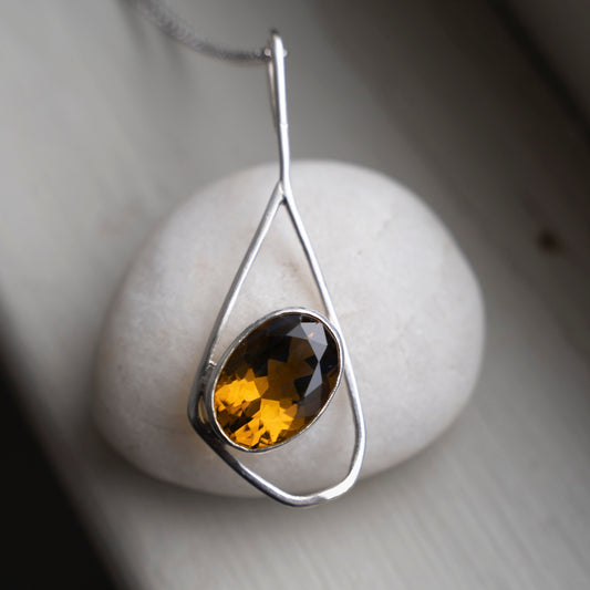 Malia | Citrine Silver Pendant