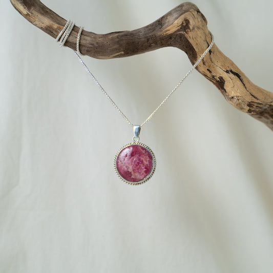 Raw authentic ruby sterling silver pendant
