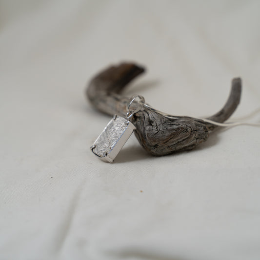 Volans | Namibian Rectangular meteorite silver pendant