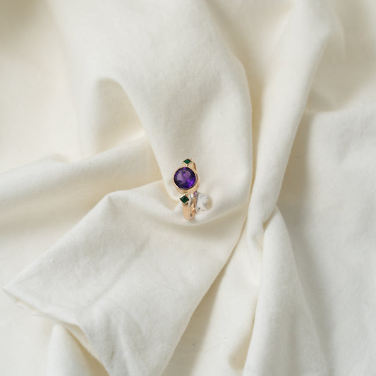 Violeta | Amethyst and Emerald Rose Gold Ring