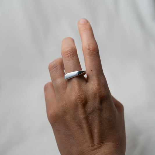 Contemporary silver signet ring