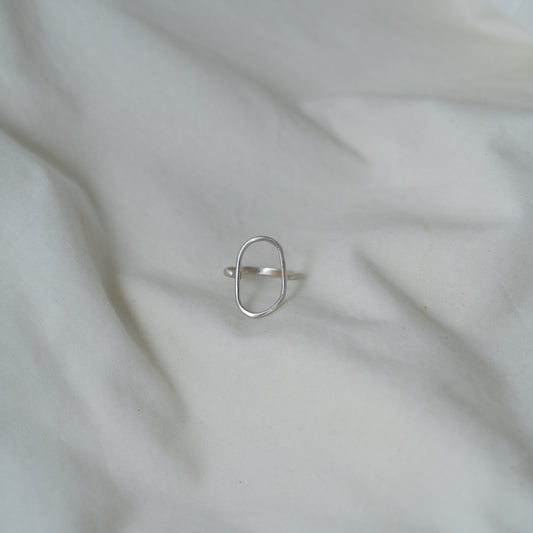 large modern oval silver ring