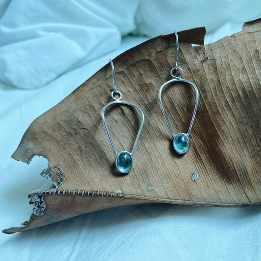 Aquamarine silver dangle earrings